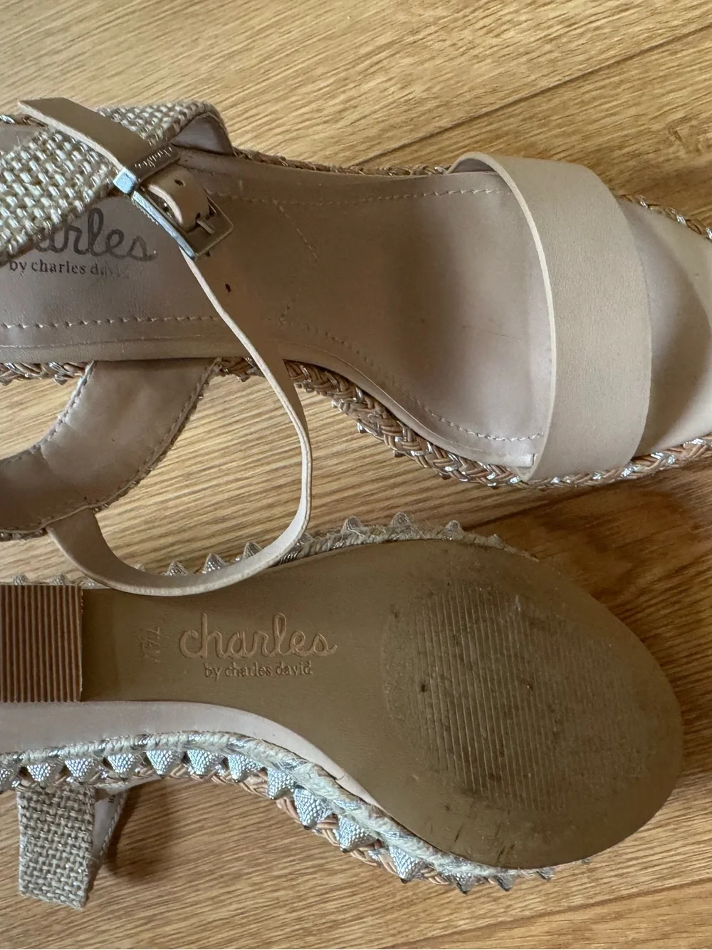 Charles by Charles David Beige Espadrille Wedge Sandals